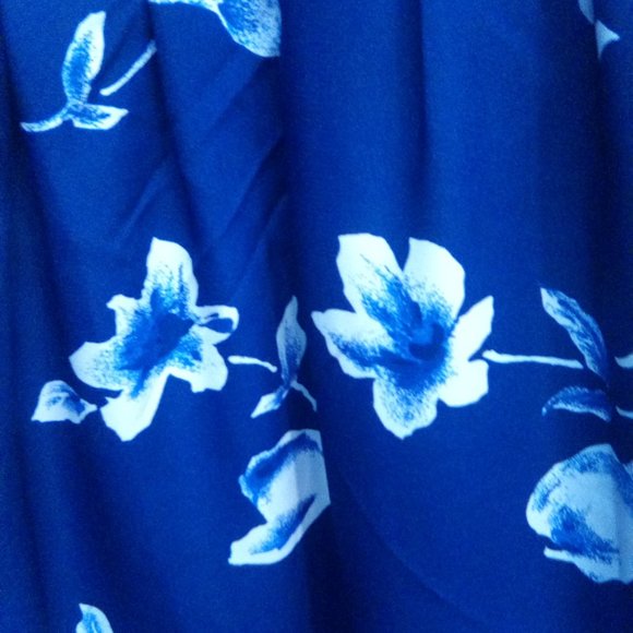 Kathy Lee Collection Long Dark Blue with White Flowers Dress... - Picture 4 of 7